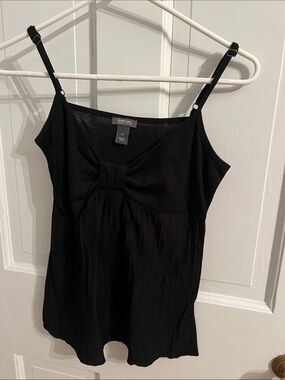 Kenneth Cole Reaction Black Bow-Front Pleated Camisole